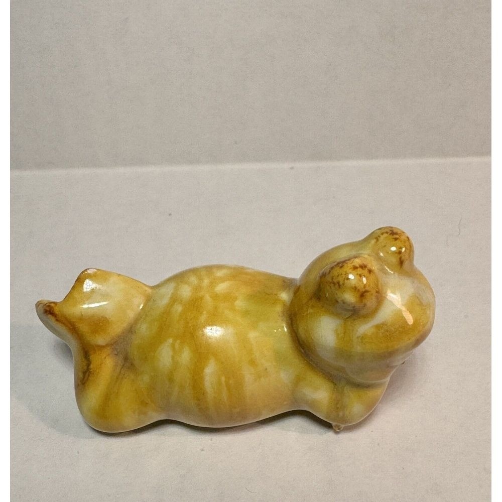 Ceramic Drip Glazed Frog Gold and white Figurine